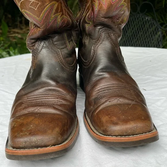 Ariat Hybrid Rancher Square Toe Cowboy Boots Women 10B Western Purple Embroidery - Picture 2 of 16